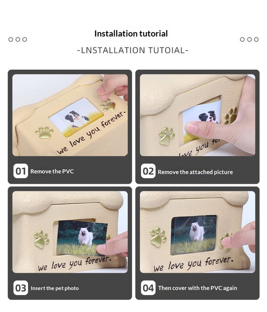 Stone-Textured Photo Keepsake Box | Personalized "We Love You Forever" Pet Memorial Urn