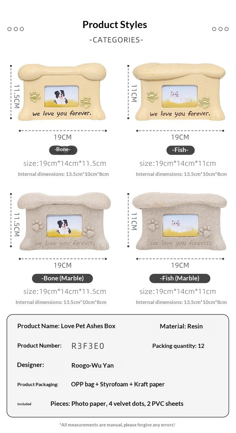 Stone-Textured Photo Keepsake Box | Personalized "We Love You Forever" Pet Memorial Urn