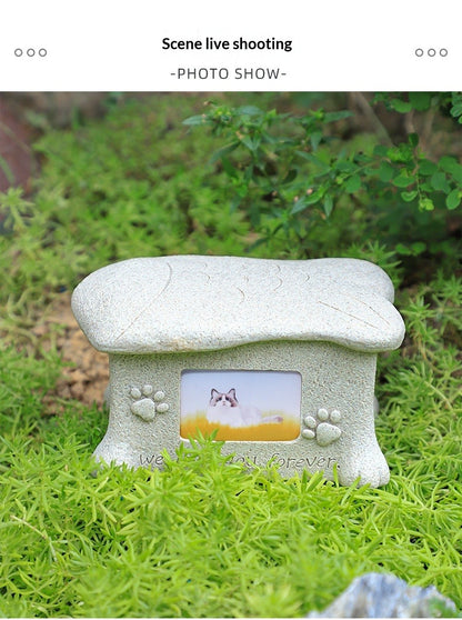 Stone-Textured Photo Keepsake Box | Personalized "We Love You Forever" Pet Memorial Urn