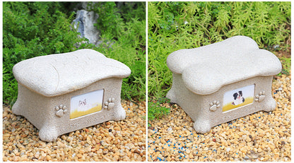 Stone-Textured Photo Keepsake Box | Personalized "We Love You Forever" Pet Memorial Urn