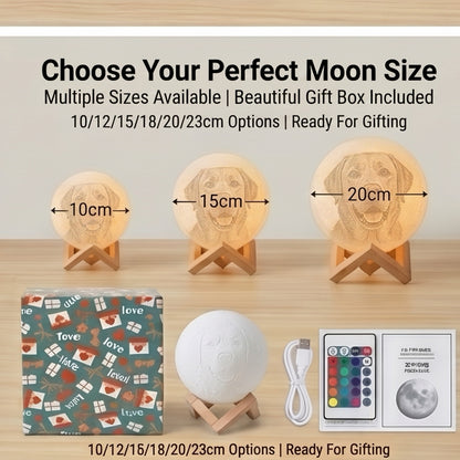 Personalized "Moonlight Memory" 3D Printed Pet Memorial Lamp | Custom Photo Moonlight Globe with Wooden Stand | Heartfelt Bereavement Gift to Honor Their Life