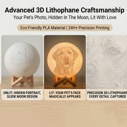 Personalized "Moonlight Memory" 3D Printed Pet Memorial Lamp | Custom Photo Moonlight Globe with Wooden Stand | Heartfelt Bereavement Gift to Honor Their Life