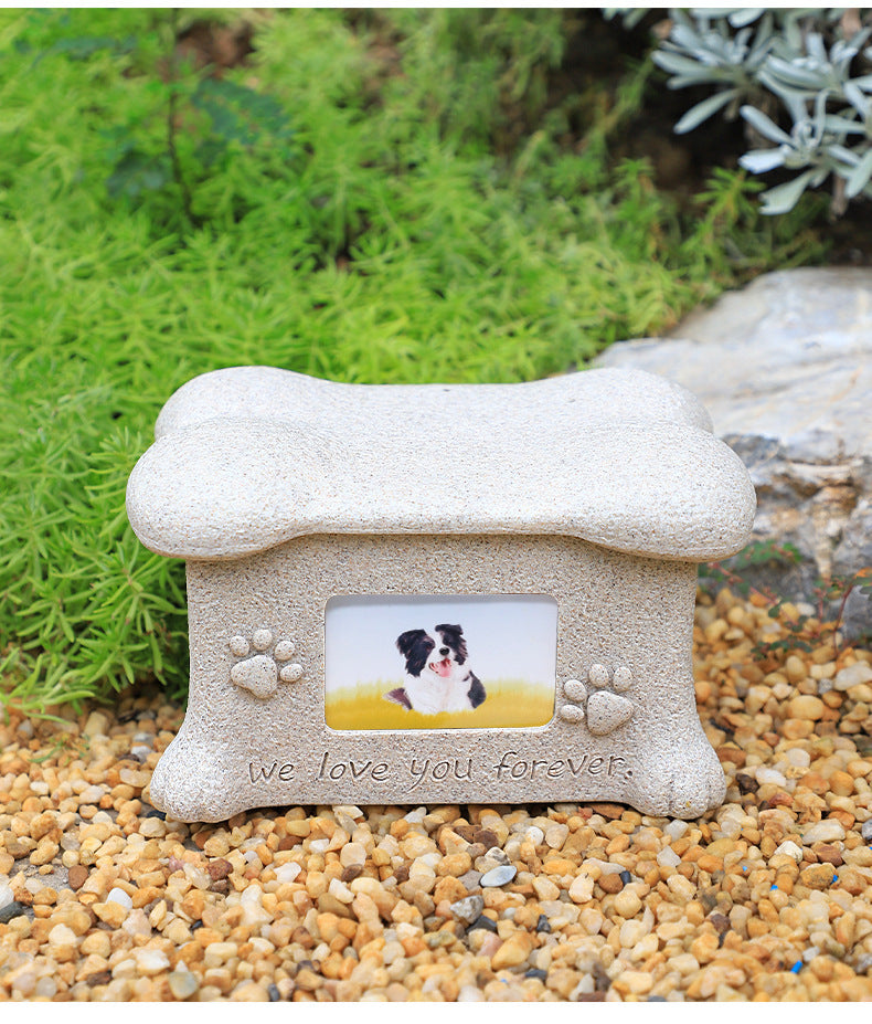 Stone-Textured Photo Keepsake Box | Personalized "We Love You Forever" Pet Memorial Urn