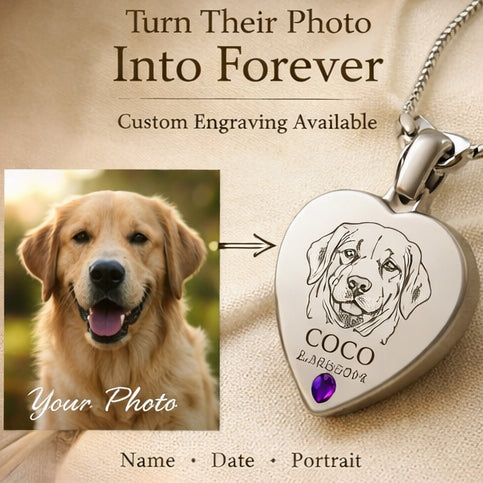 Eternal Love Pet Memorial Pendant Necklace - Custom Heart Birthstone Keepsake Jewelry