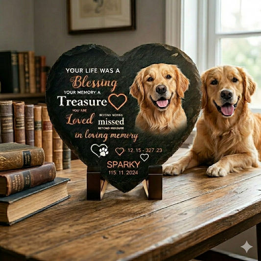 Custom Heart-Shaped Pet Memorial Stone - Personalized Garden Art Statue for Dogs & Cats