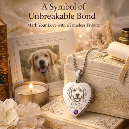 Eternal Love Pet Memorial Pendant Necklace - Custom Heart Birthstone Keepsake Jewelry
