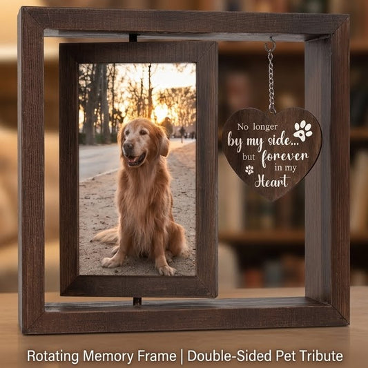 Double-sided rotate photo frame 6inch desktop photo diy ornaments decoration wooden picture frame pet memorial photo frame