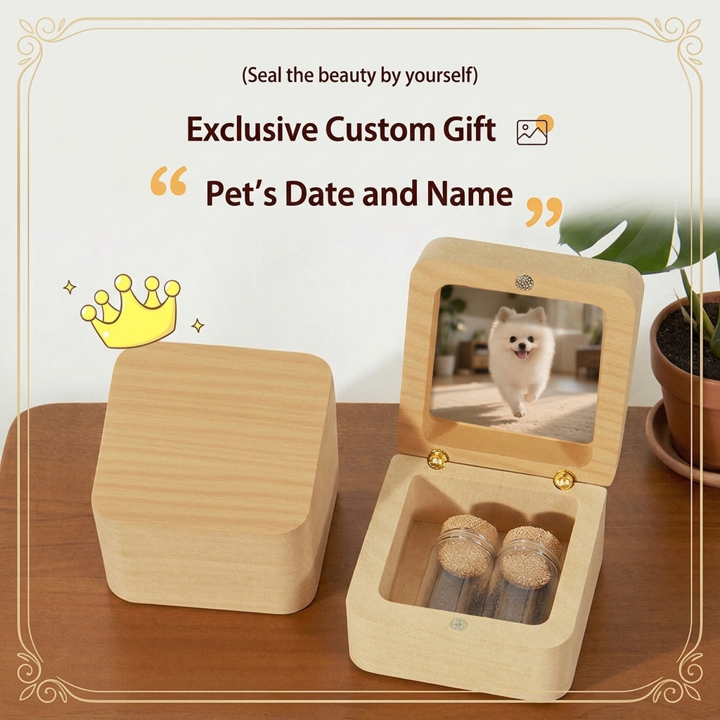 Personalized Pet Memory Keepsake Box - Custom Wooden Photo Storage for Precious Memories