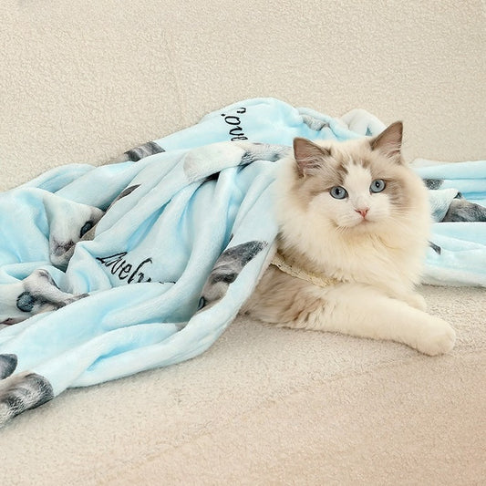 Custom Pet Portrait Photo Blanket - Personalized Cat/Dog Face Fleece Throw