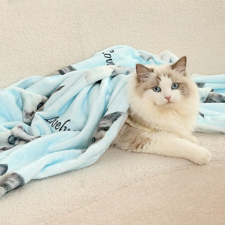 Custom Pet Portrait Photo Blanket - Personalized Cat/Dog Face Fleece Throw