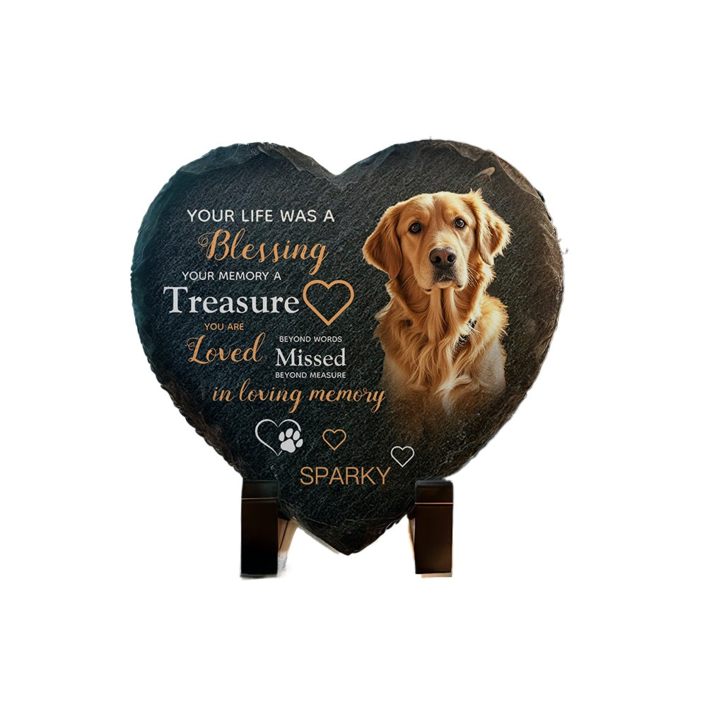 Custom Heart-Shaped Pet Memorial Stone - Personalized Garden Art Statue for Dogs & Cats