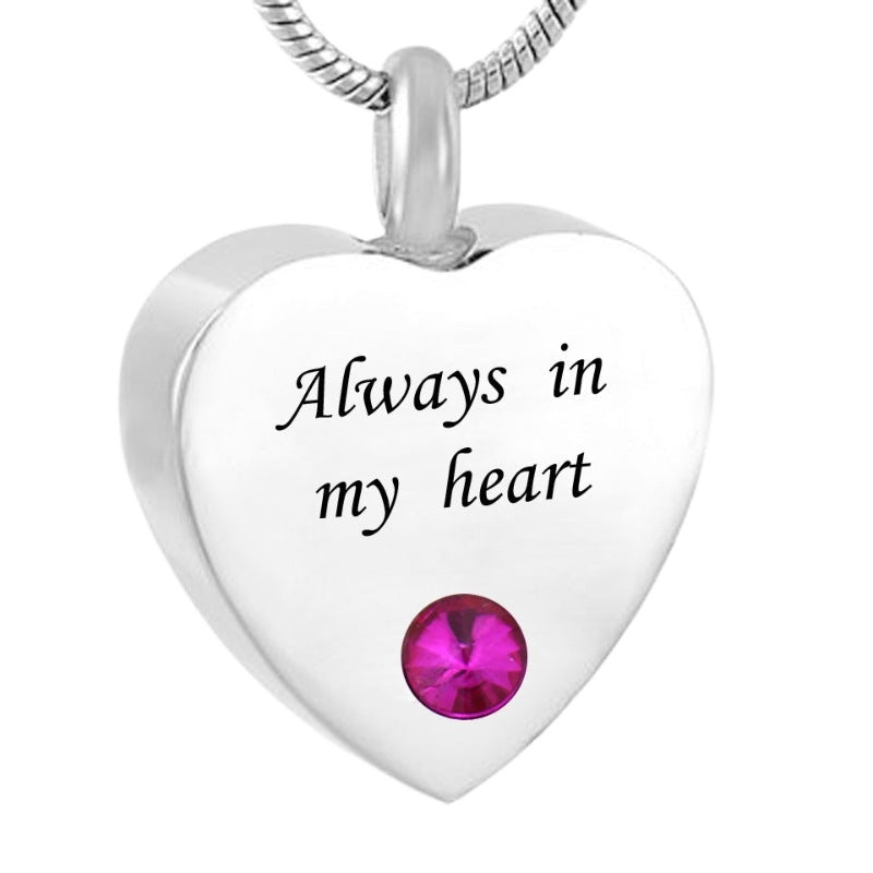 Eternal Love Pet Memorial Pendant Necklace - Custom Heart Birthstone Keepsake Jewelry
