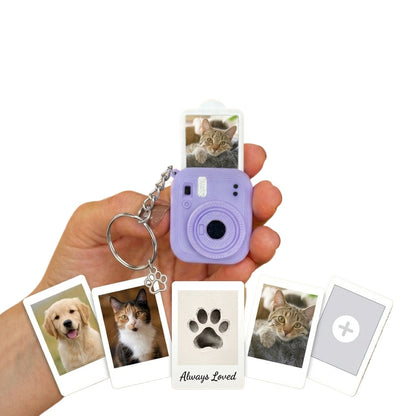 Personalized "Always With Me" Mini Polaroid Pet Keychain | Custom Photo Insert Camera Keepsake | Heartfelt Portable Pet Memorial & Sympathy Gift