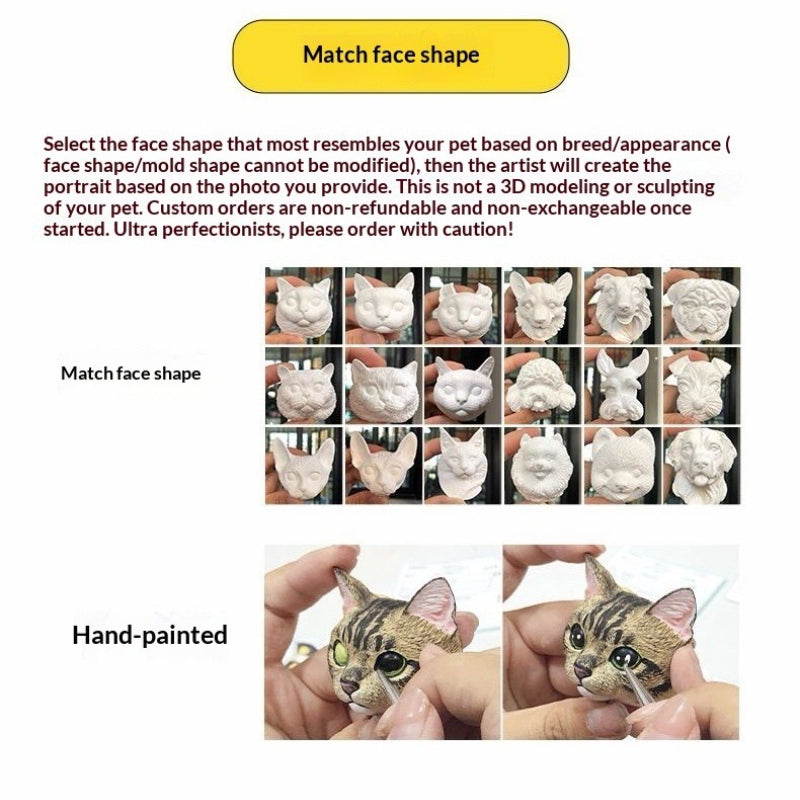 Custom Hand-Painted 3D Pet Portrait Magnet - Lifelike Sculpted Keepsake & Hanging Decor