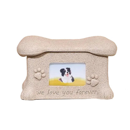 Stone-Textured Photo Keepsake Box | Personalized "We Love You Forever" Pet Memorial Urn