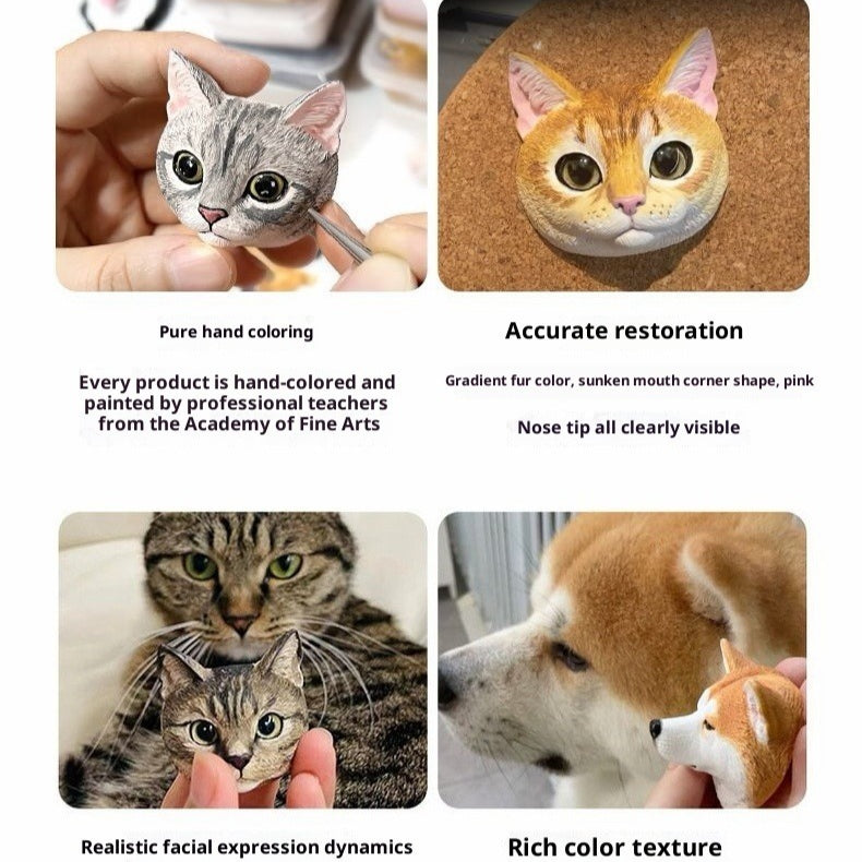 Custom Hand-Painted 3D Pet Portrait Magnet - Lifelike Sculpted Keepsake & Hanging Decor
