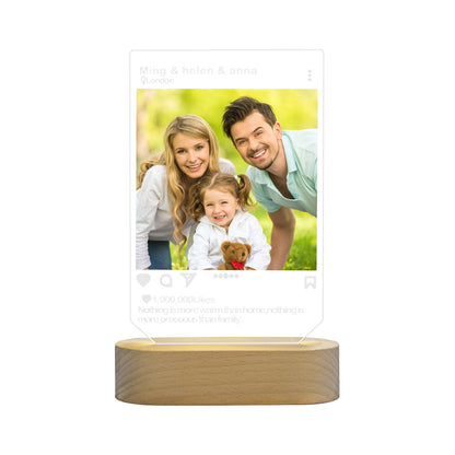 Personalized Paw Print Photo Lamp | Custom  Acrylic Night Light with Wooden Base