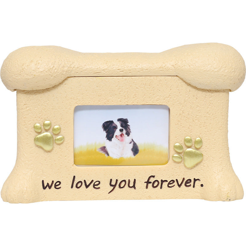 Stone-Textured Photo Keepsake Box | Personalized "We Love You Forever" Pet Memorial Urn