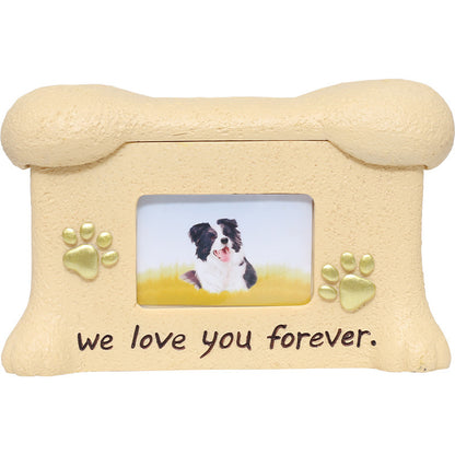 Stone-Textured Photo Keepsake Box | Personalized "We Love You Forever" Pet Memorial Urn