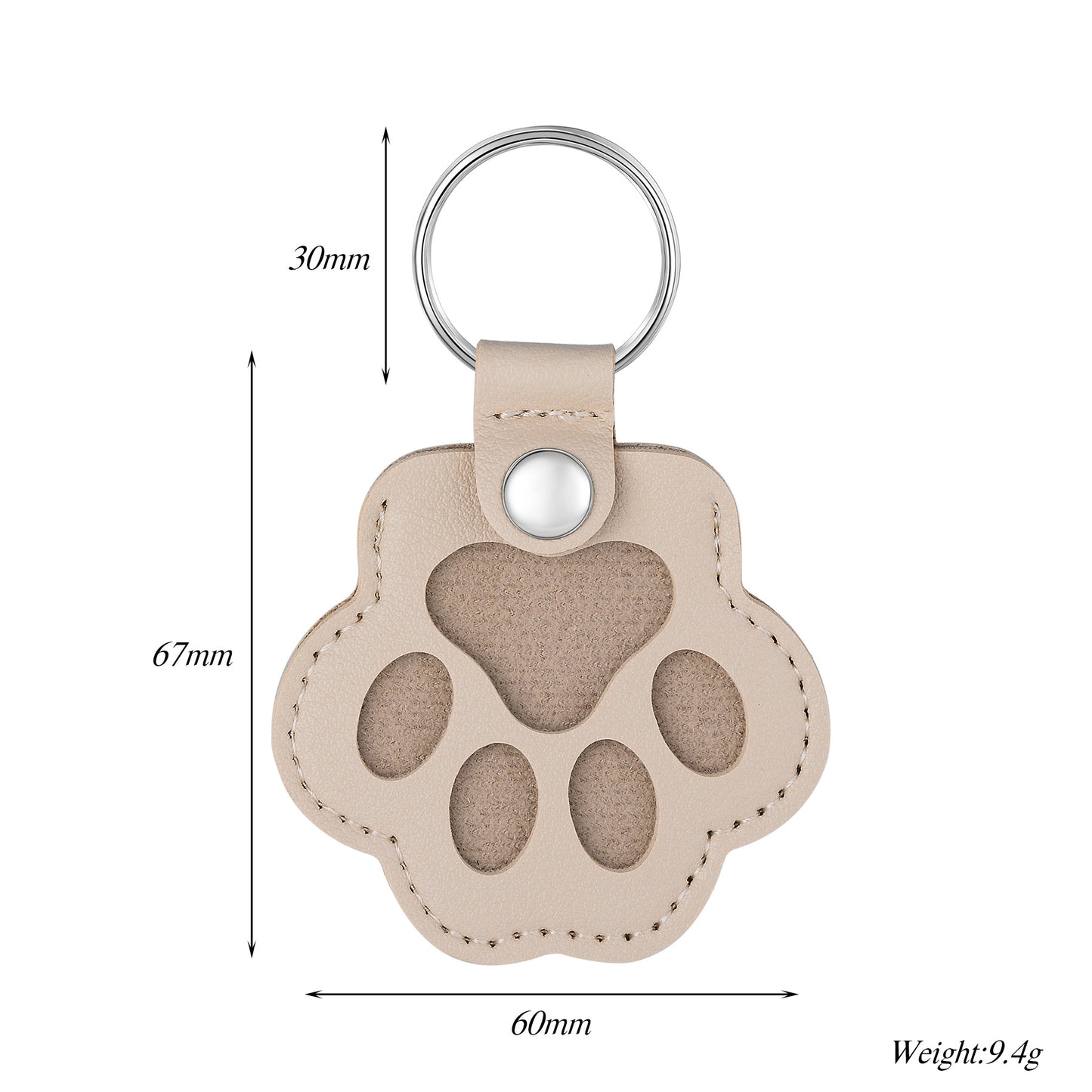 Custom Pet Hair Keepsake Keychain - Personalized Leather Dog Paw Memorial Keyring