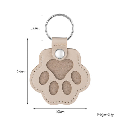 Custom Pet Hair Keepsake Keychain - Personalized Leather Dog Paw Memorial Keyring