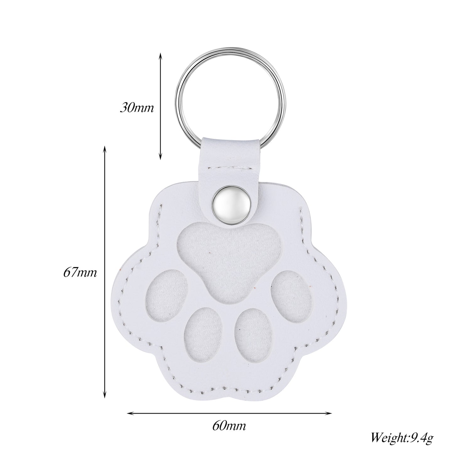 Custom Pet Hair Keepsake Keychain - Personalized Leather Dog Paw Memorial Keyring
