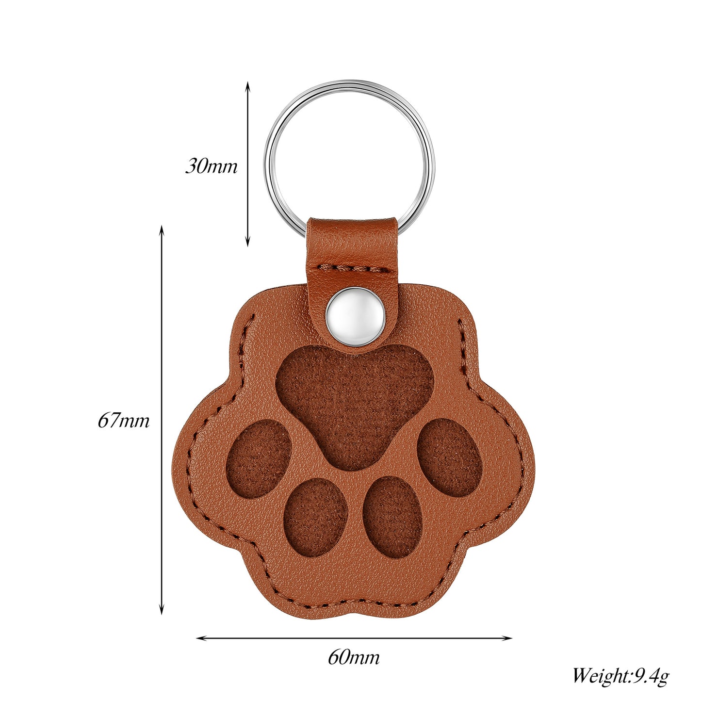 Custom Pet Hair Keepsake Keychain - Personalized Leather Dog Paw Memorial Keyring