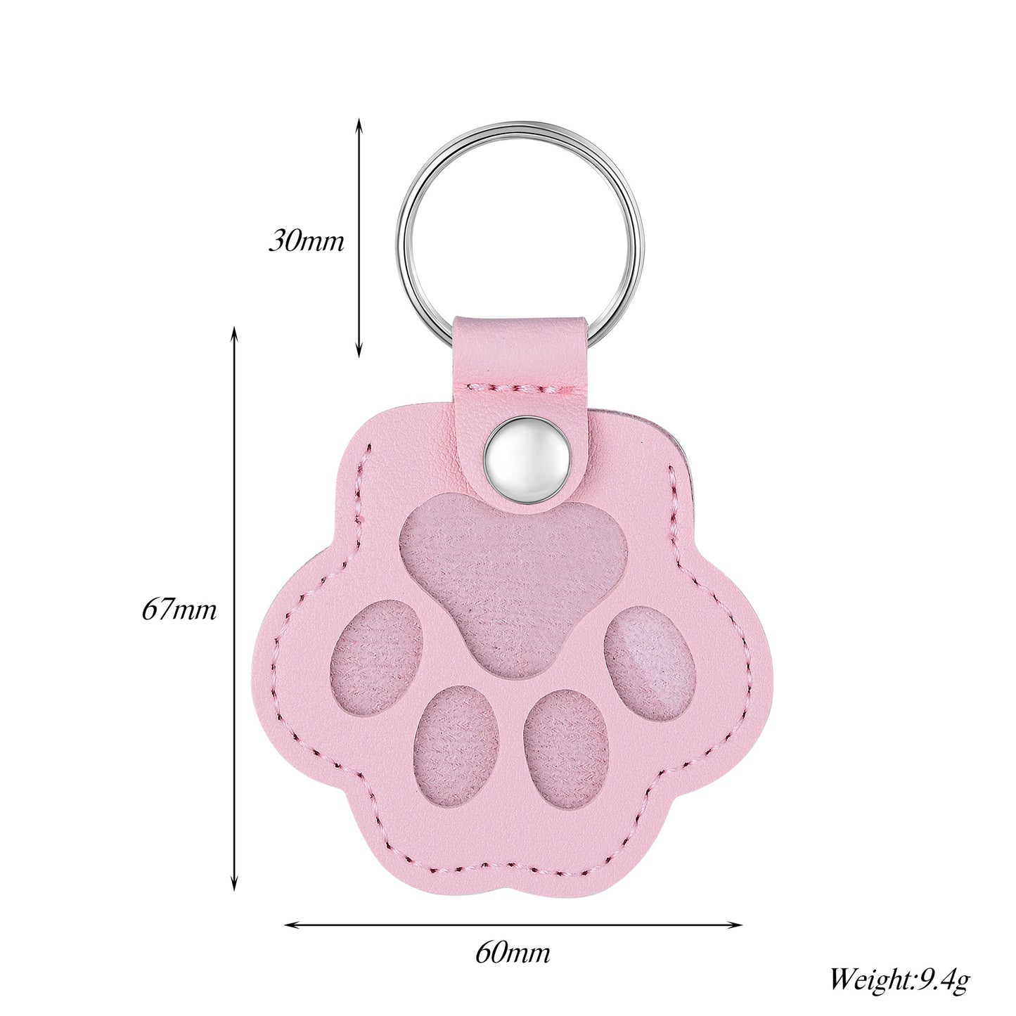 Custom Pet Hair Keepsake Keychain - Personalized Leather Dog Paw Memorial Keyring