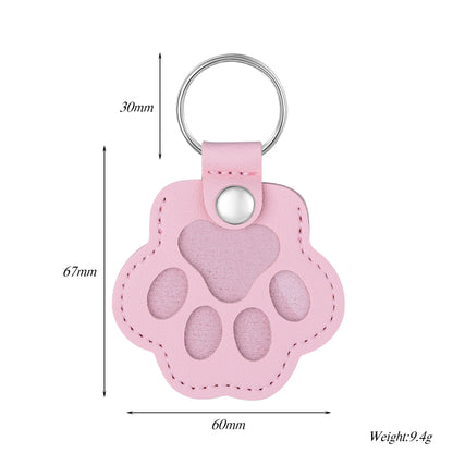 Custom Pet Hair Keepsake Keychain - Personalized Leather Dog Paw Memorial Keyring