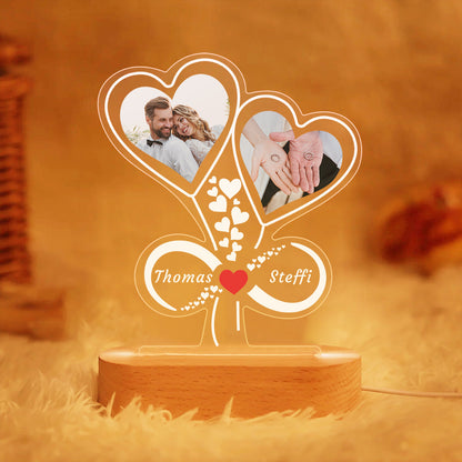 Personalized Paw Print Photo Lamp | Custom  Acrylic Night Light with Wooden Base