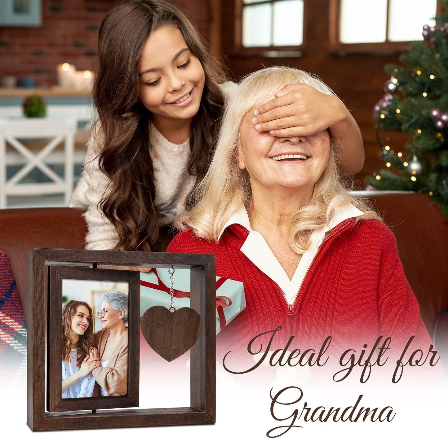 Double-sided rotate photo frame 6inch desktop photo diy ornaments decoration wooden picture frame pet memorial photo frame