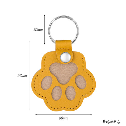 Custom Pet Hair Keepsake Keychain - Personalized Leather Dog Paw Memorial Keyring