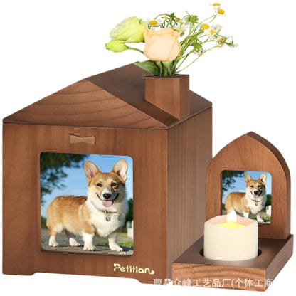 Handcrafted Solid Wood Pet Memory Display Case - Luxury Keepsake Box with Photo Frame