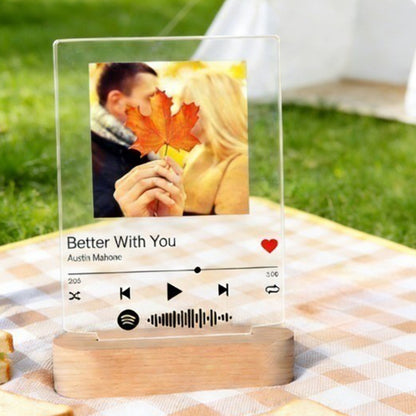 Eternal Light" Personalized Pet Memorial Acrylic Plaque | Custom Photo Keepsake with Warm LED Wooden Base | Heartfelt "Song of Life" Memorial Lamp for Loss of Pet