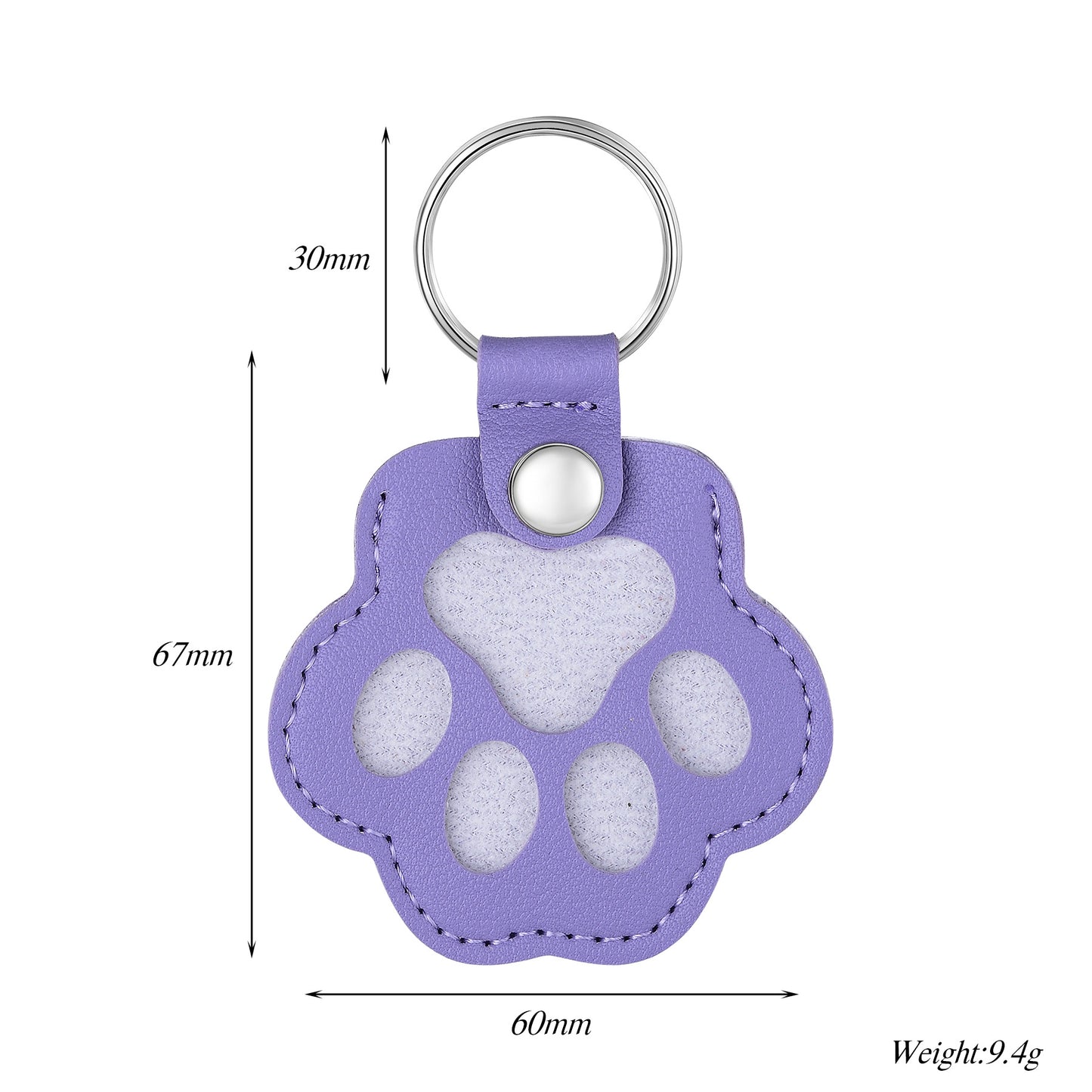 Custom Pet Hair Keepsake Keychain - Personalized Leather Dog Paw Memorial Keyring