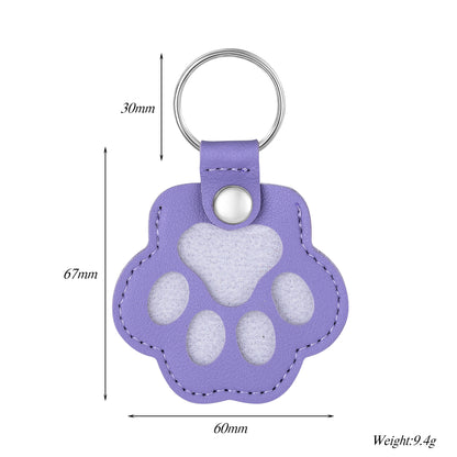 Custom Pet Hair Keepsake Keychain - Personalized Leather Dog Paw Memorial Keyring
