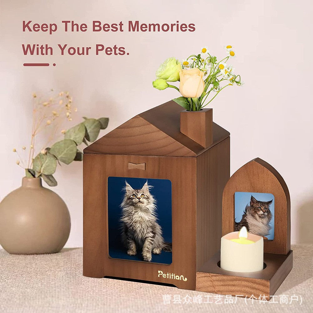Handcrafted Solid Wood Pet Memory Display Case - Luxury Keepsake Box with Photo Frame