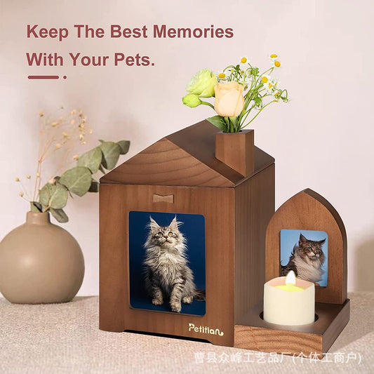 Handcrafted Solid Wood Pet Memory Display Case - Luxury Keepsake Box with Photo Frame