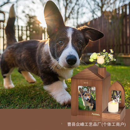 Handcrafted Solid Wood Pet Memory Display Case - Luxury Keepsake Box with Photo Frame