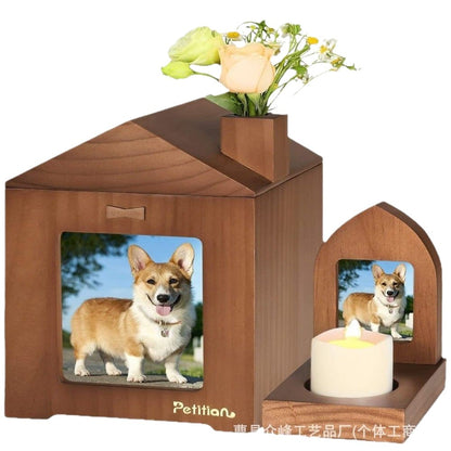 Handcrafted Solid Wood Pet Memory Display Case - Luxury Keepsake Box with Photo Frame