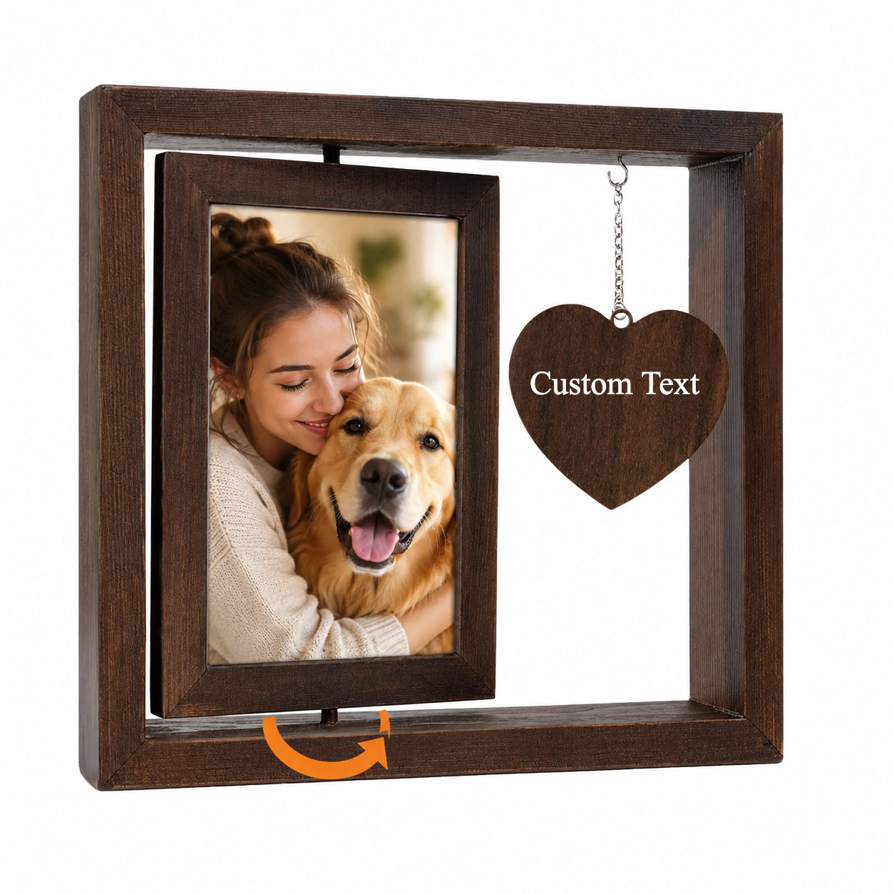Double-sided rotate photo frame 6inch desktop photo diy ornaments decoration wooden picture frame pet memorial photo frame