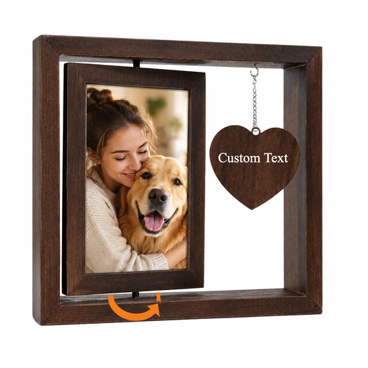 Double-sided rotate photo frame 6inch desktop photo diy ornaments decoration wooden picture frame pet memorial photo frame