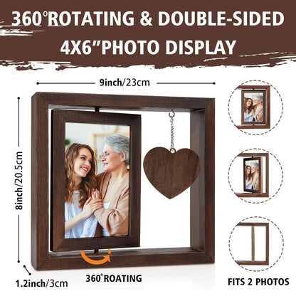 Double-sided rotate photo frame 6inch desktop photo diy ornaments decoration wooden picture frame pet memorial photo frame