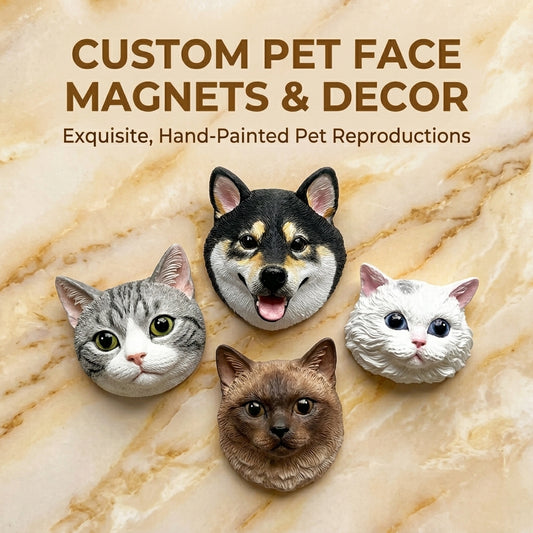 Custom Hand-Painted 3D Pet Portrait Magnet - Lifelike Sculpted Keepsake & Hanging Decor