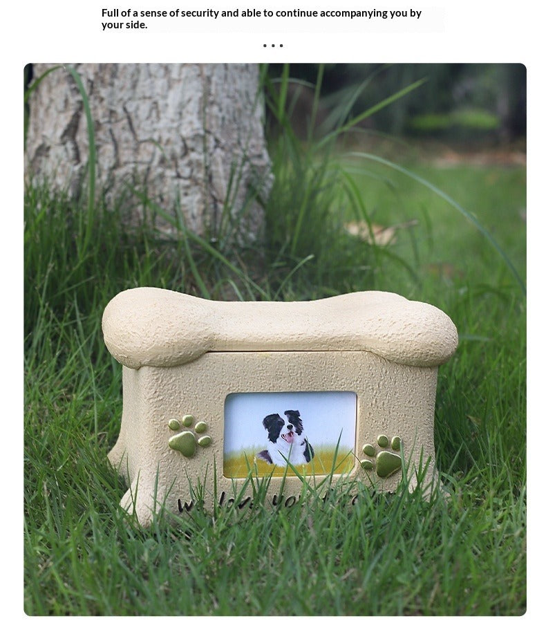 Stone-Textured Photo Keepsake Box | Personalized "We Love You Forever" Pet Memorial Urn