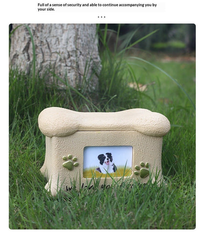 Stone-Textured Photo Keepsake Box | Personalized "We Love You Forever" Pet Memorial Urn