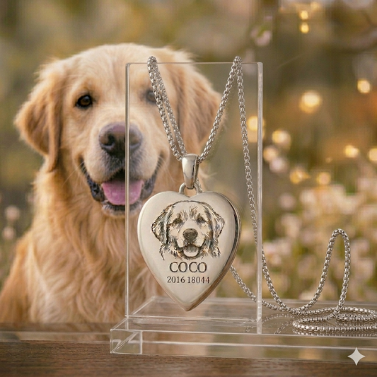 Eternal Love Pet Memorial Pendant Necklace - Custom Heart Birthstone Keepsake Jewelry