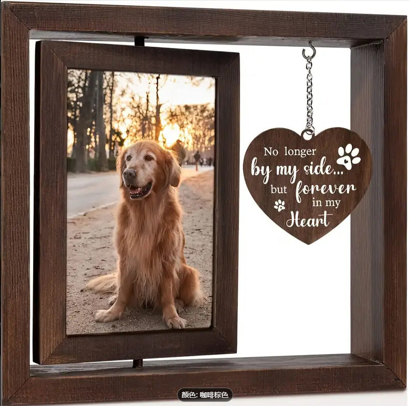 Double-sided rotate photo frame 6inch desktop photo diy ornaments decoration wooden picture frame pet memorial photo frame