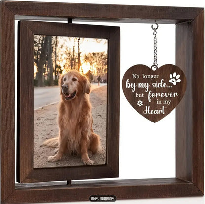 Double-sided rotate photo frame 6inch desktop photo diy ornaments decoration wooden picture frame pet memorial photo frame