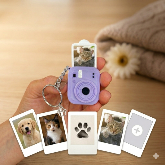 Personalized "Always With Me" Mini Polaroid Pet Keychain | Custom Photo Insert Camera Keepsake | Heartfelt Portable Pet Memorial & Sympathy Gift